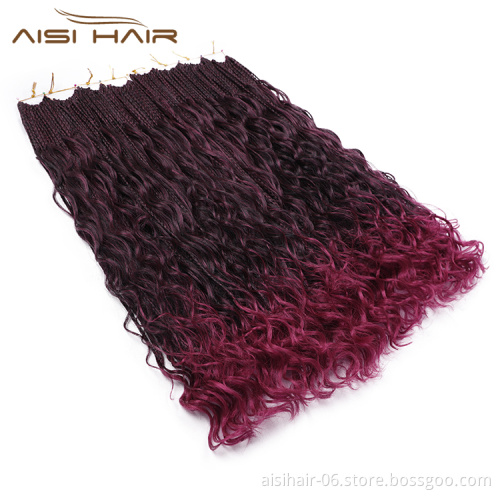Aisi Hair Goddess Faux Locs Crochet Braids Hair Extensions Synthetic Ombre Purple Faux Locks Braids Hairpieces For Black Women
